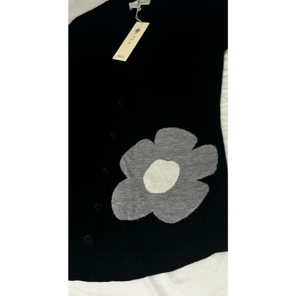 Laurie Felt Women's Top Sz Small Cashmere Blend Daisy Cardigan Black A209573‎ - Picture 5 of 7